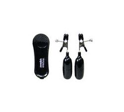 Vibrating Nipple Clamps For Him Or Her With Remote Black